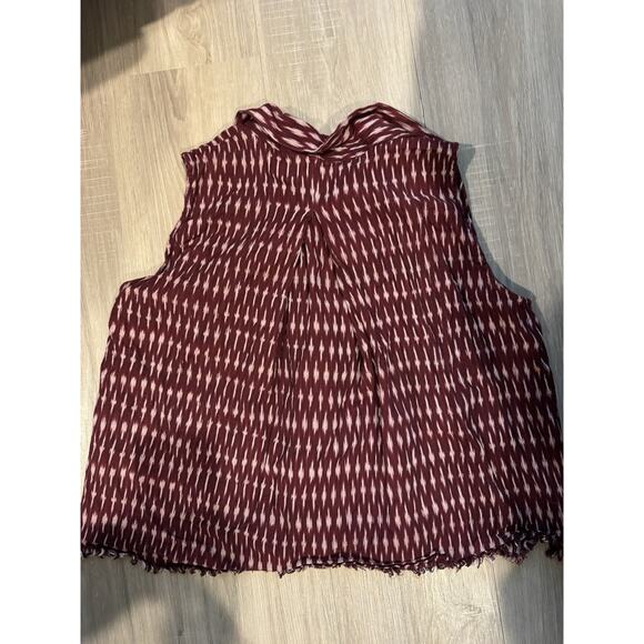 6 for $20 MADEWELL Maroon red cotton sleeveless frayed hem top S - Picture 2 of 7